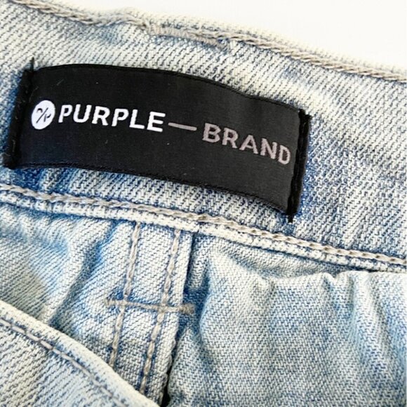 NWT Purple Brand P004 Bootcut Super Light Indigo With Paint Jean Size 32 - Picture 6 of 8